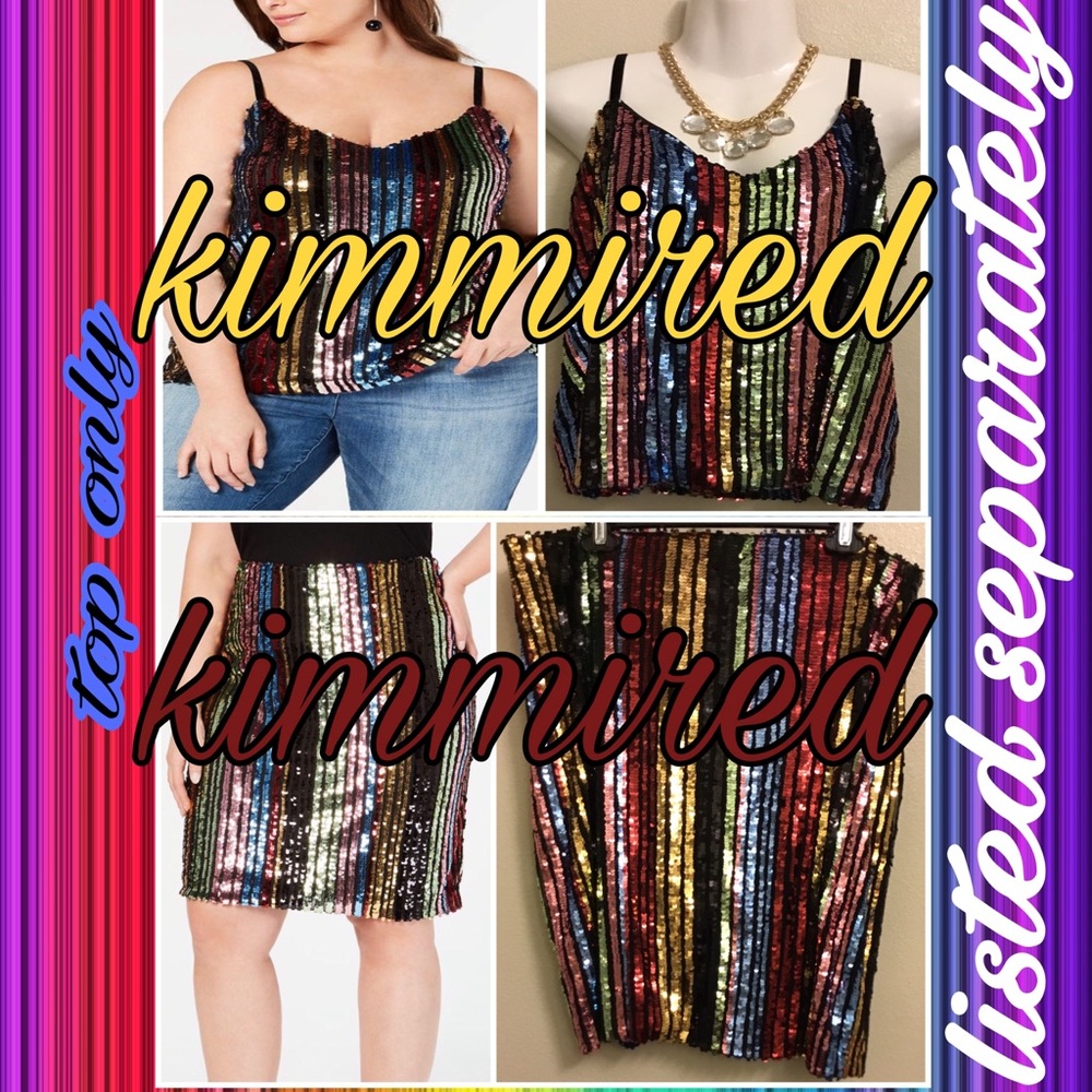 🆕I.N.C. Macy's Rainbow Sequin Camisole Tank ~ 2X